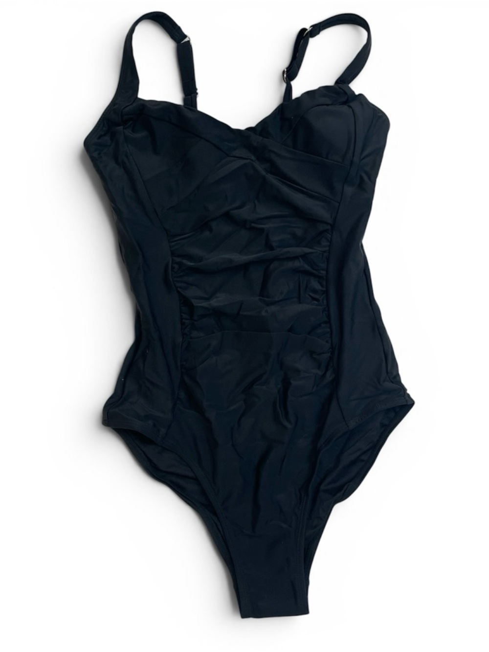 Cupshe Black Ruched One-Piece Swimsuit with Adjustable Straps Tummy Control